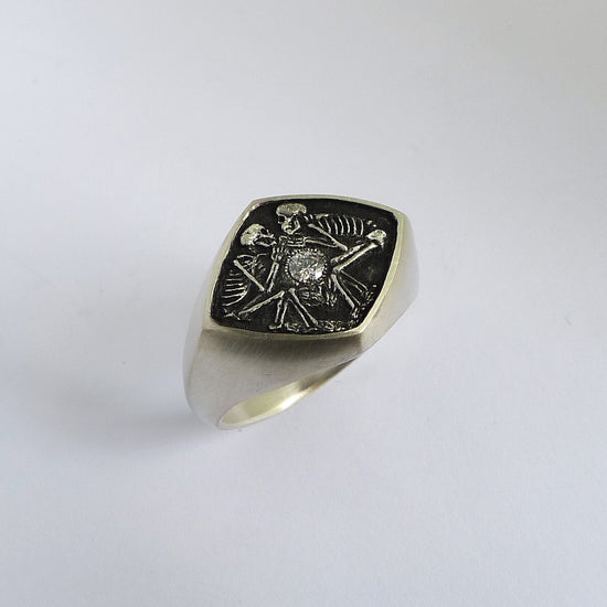 Dulcis Mortem Ring with Oxidized Silver (Wide Band)