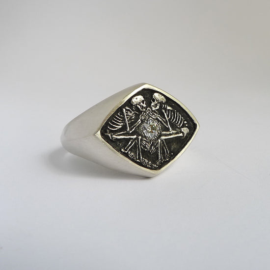 Dulcis Mortem Ring with Oxidized Silver (Wide Band)
