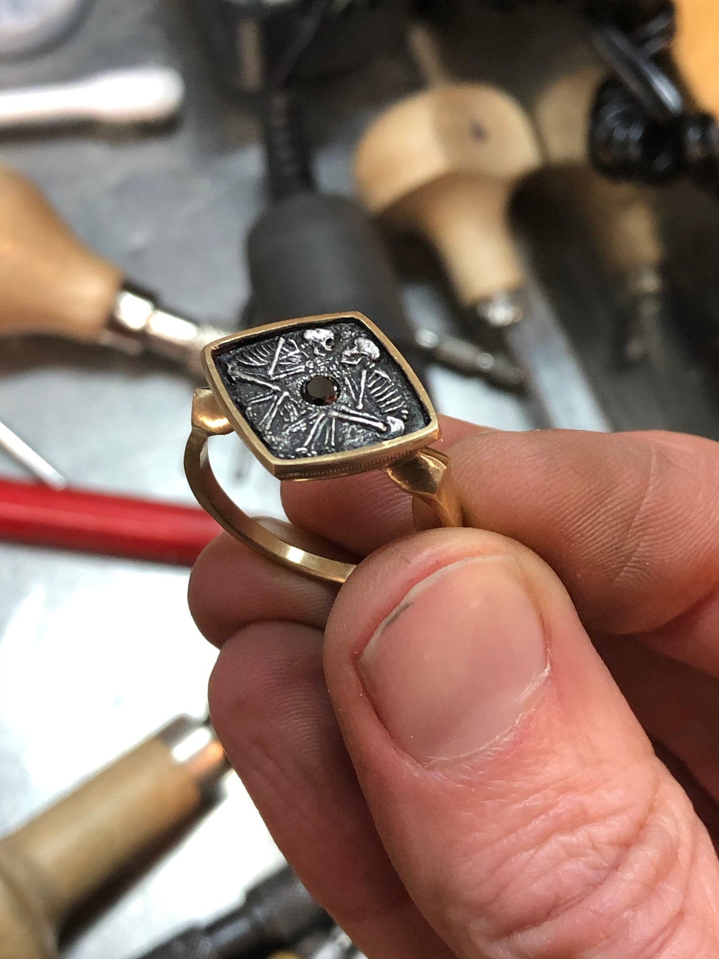 Dulcis Mortem Ring with 14k and Oxidized Silver