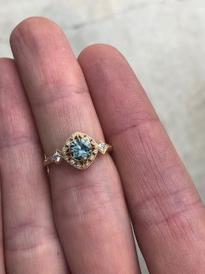 Basilea Ring with Teal Montana Sapphire