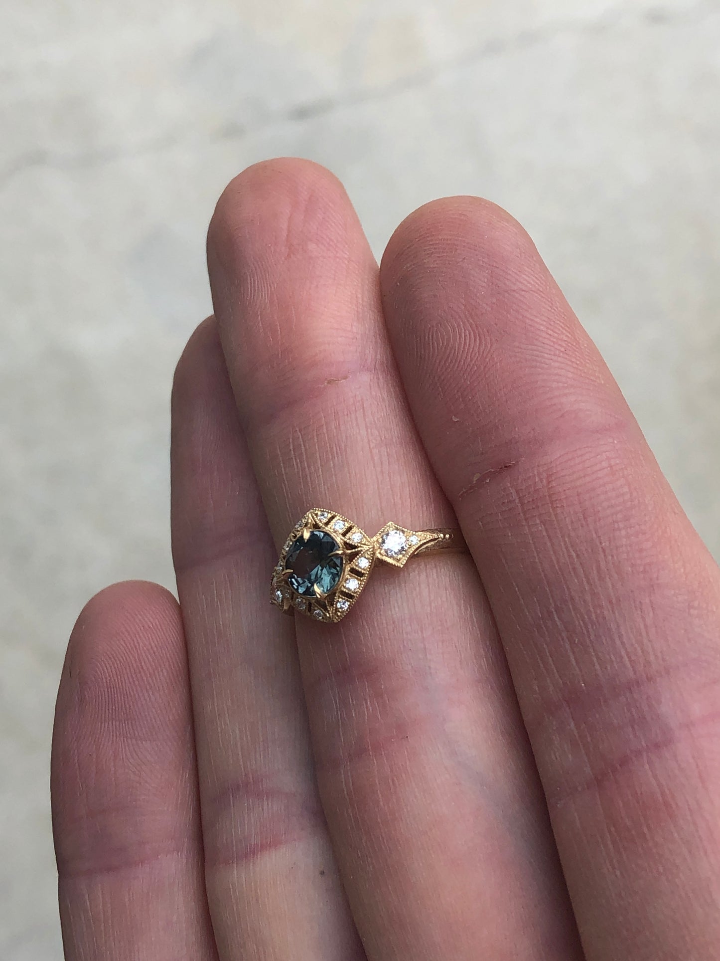 Basilea Ring with Teal Montana Sapphire