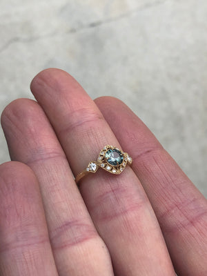 Basilea Ring with Teal Montana Sapphire