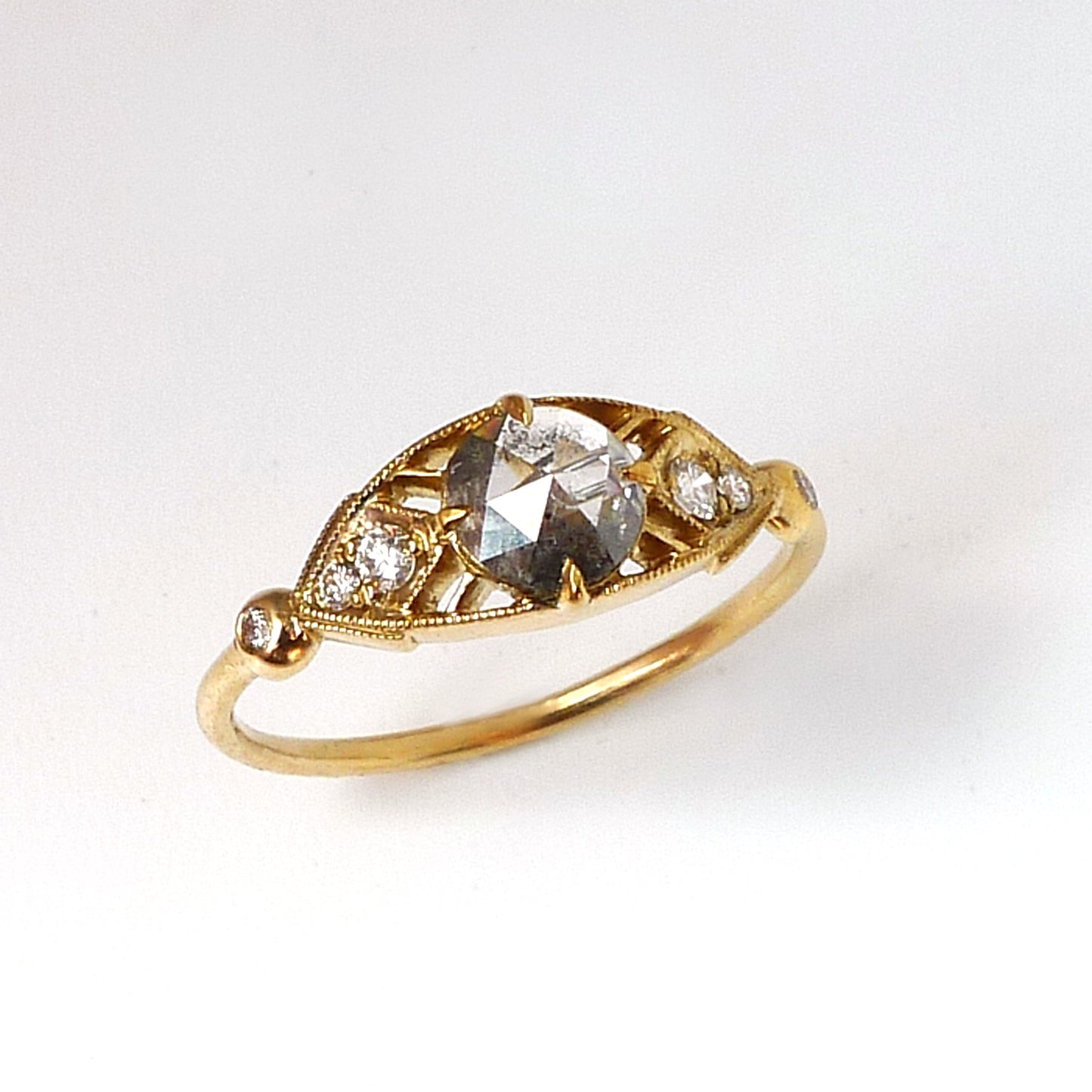 Isadora Ring w/ Salt and Pepper Rose Cut Diamond