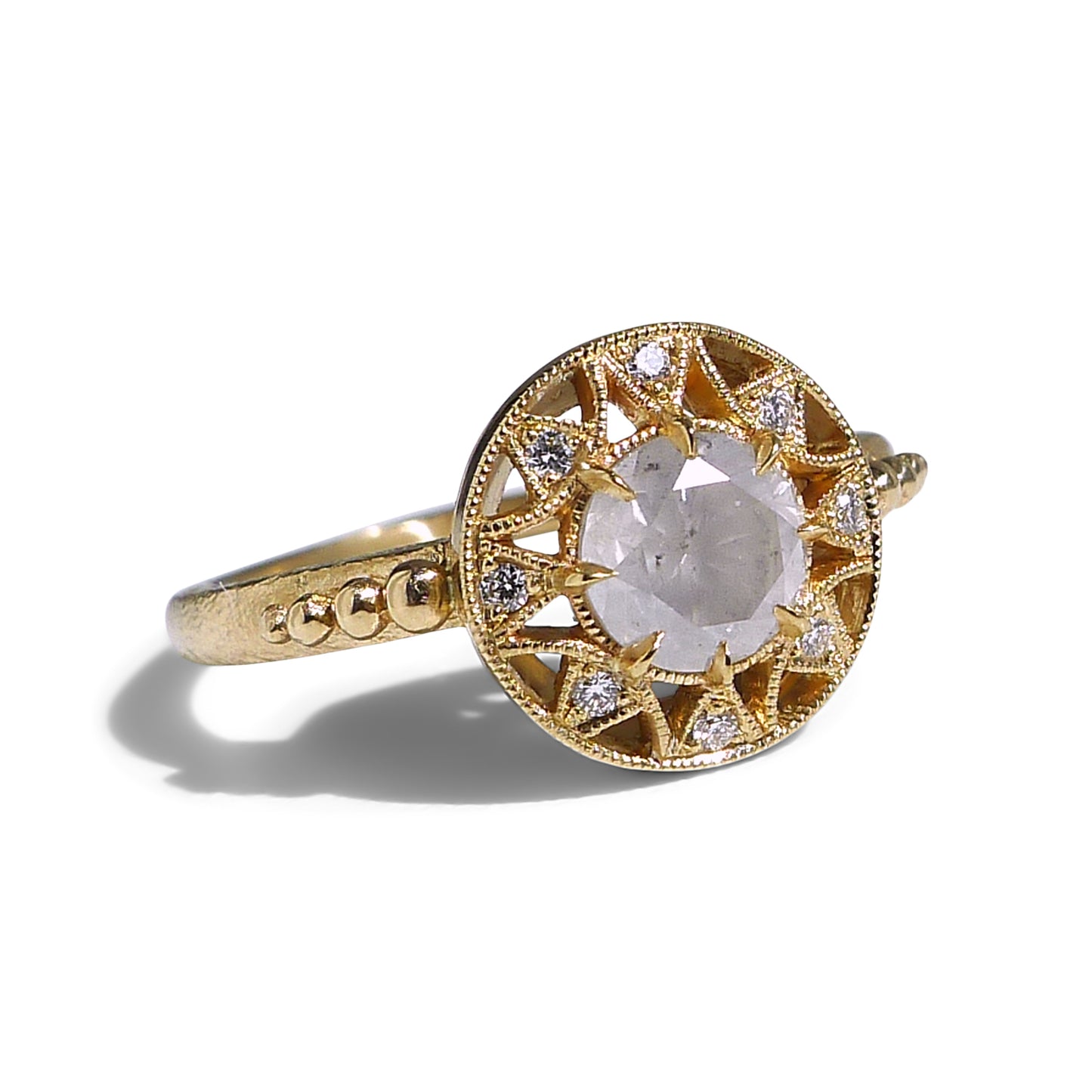 Zenith Ring With .92ct Opalescent Gray Diamond Brilliant