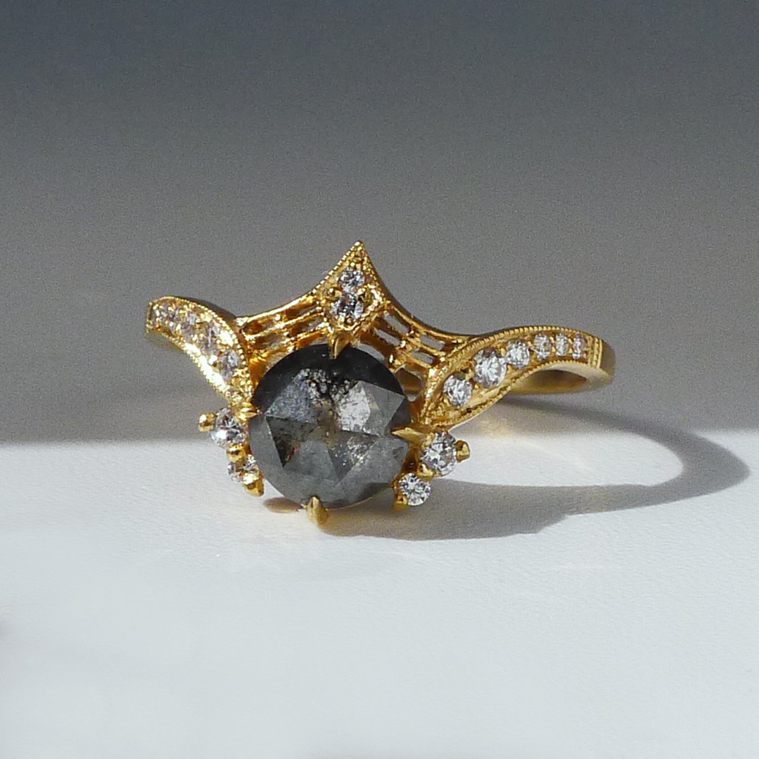 Protea Ring w/ Salt and Pepper Rose Cut Diamond – DMD