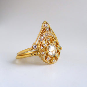 
            
                Load image into Gallery viewer, Zenith Ring w/ White Rose Cut Diamond
            
        