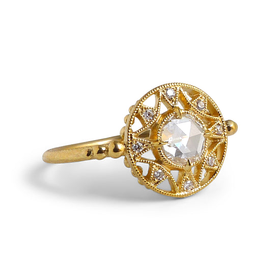 Zenith Ring w/ White Rose Cut Diamond