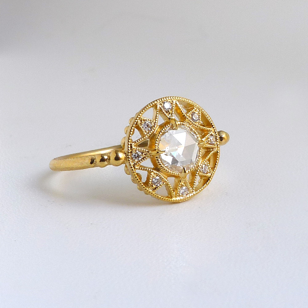 Zenith Ring w/ White Rose Cut Diamond