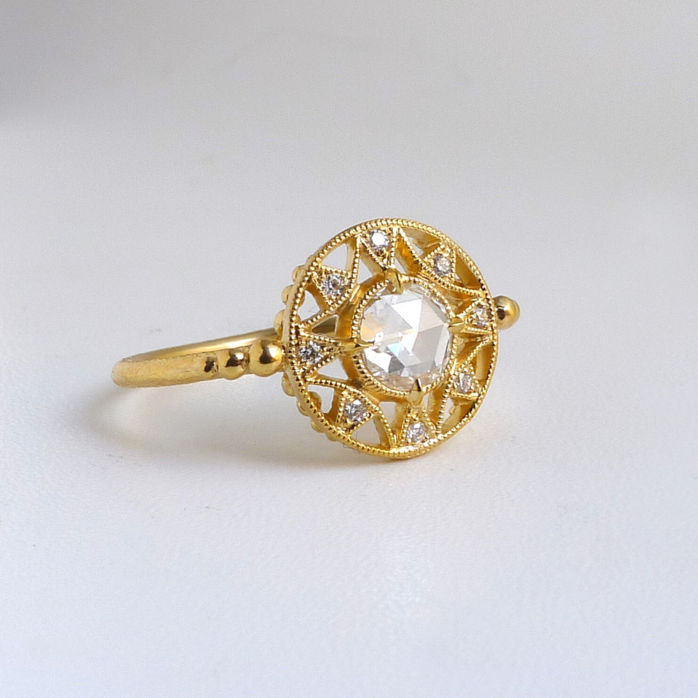 
            
                Load image into Gallery viewer, Zenith Ring w/ White Rose Cut Diamond
            
        