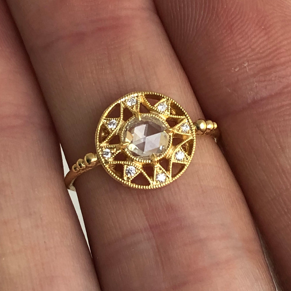 Zenith Ring w/ White Rose Cut Diamond