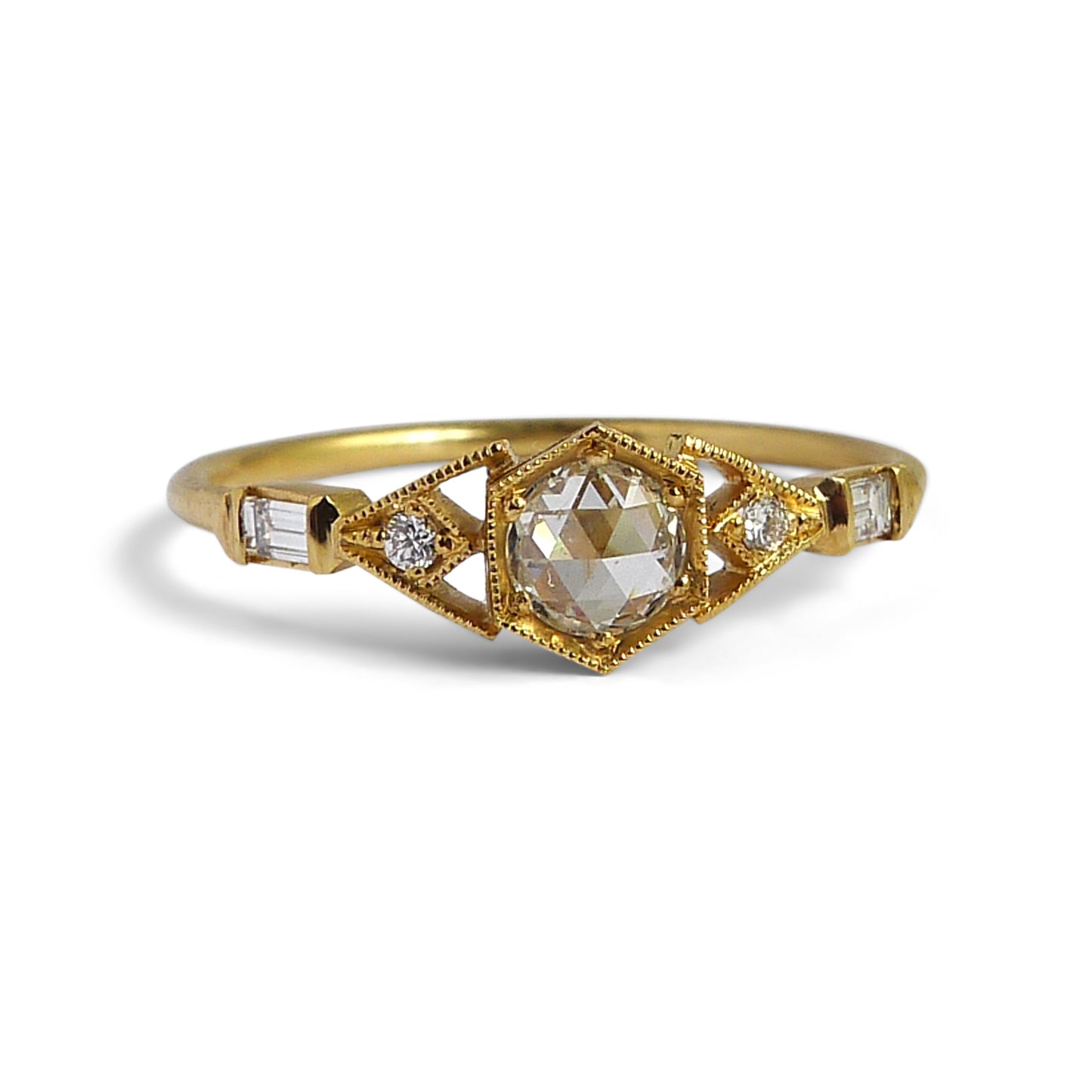 Abris Vestra Ring with White Rose Cut Diamond