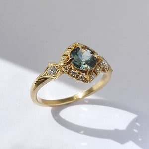Basilea Ring with Teal Montana Sapphire