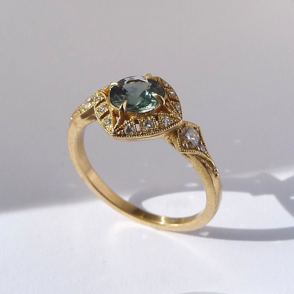 Basilea Ring with Teal Montana Sapphire