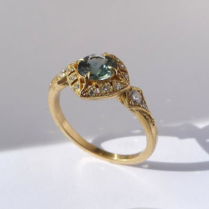 Basilea Ring with Teal Montana Sapphire