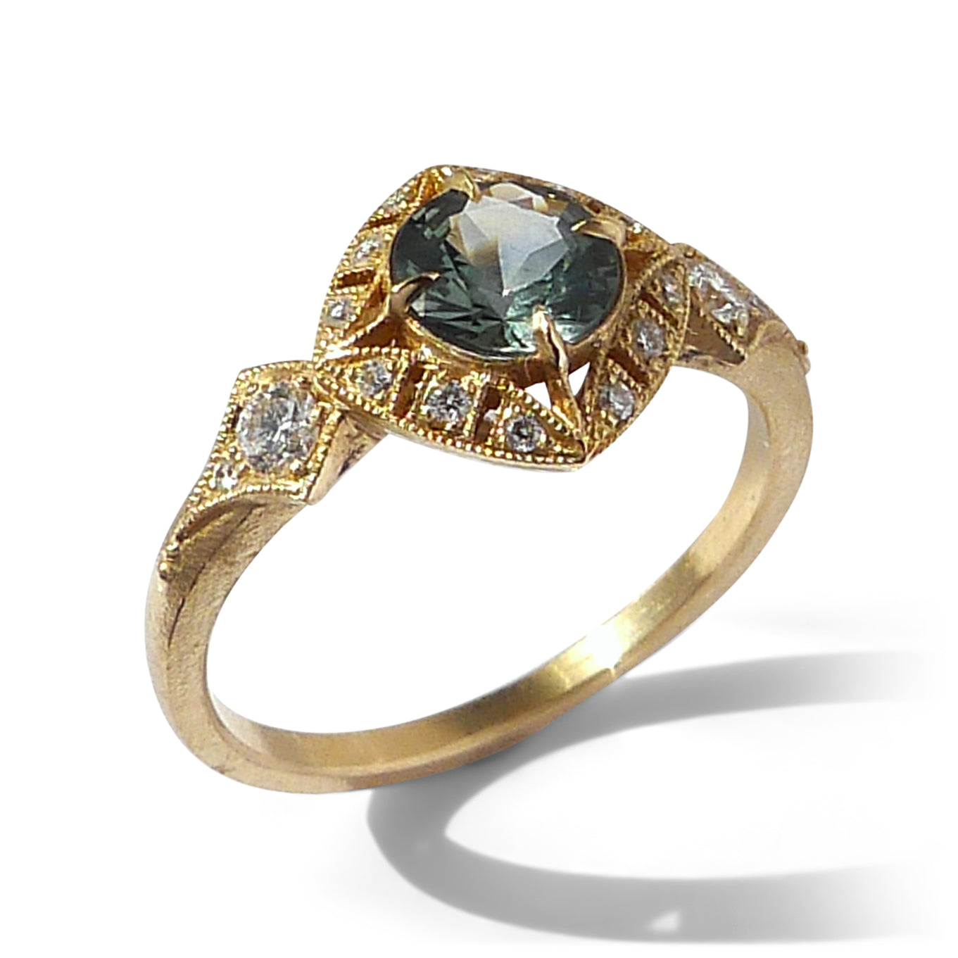 Basilea Ring with Teal Montana Sapphire