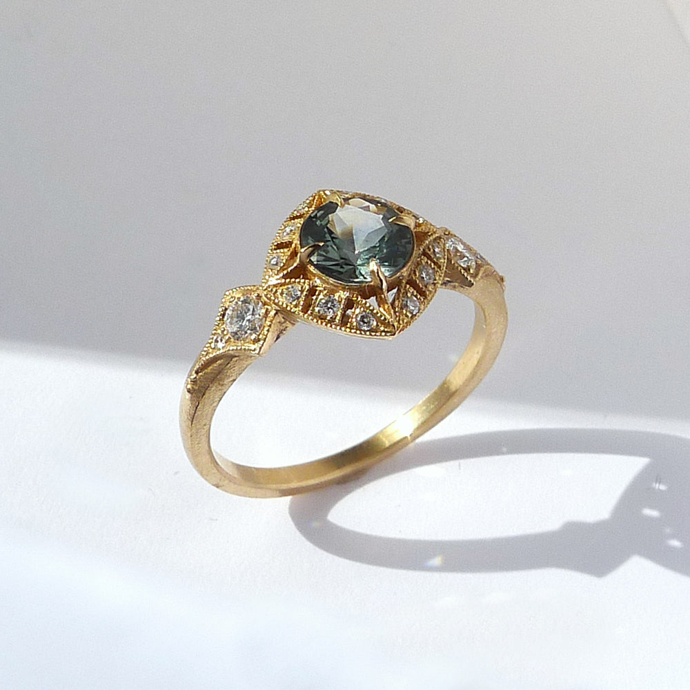 Basilea Ring with Teal Montana Sapphire