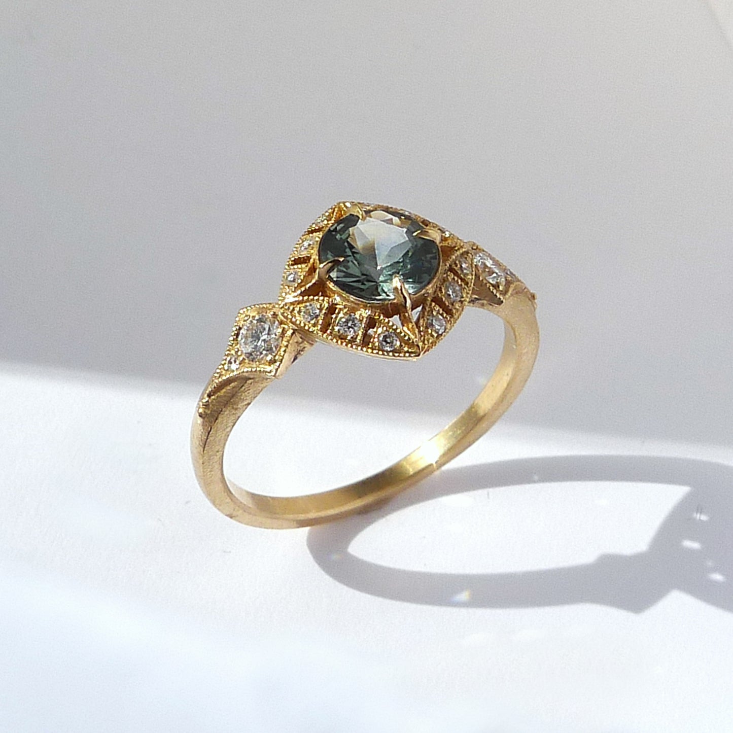 Basilea Ring with Teal Montana Sapphire