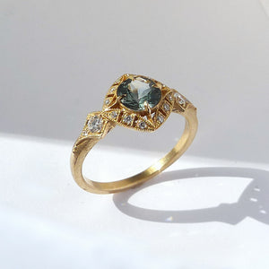 Basilea Ring with Teal Montana Sapphire