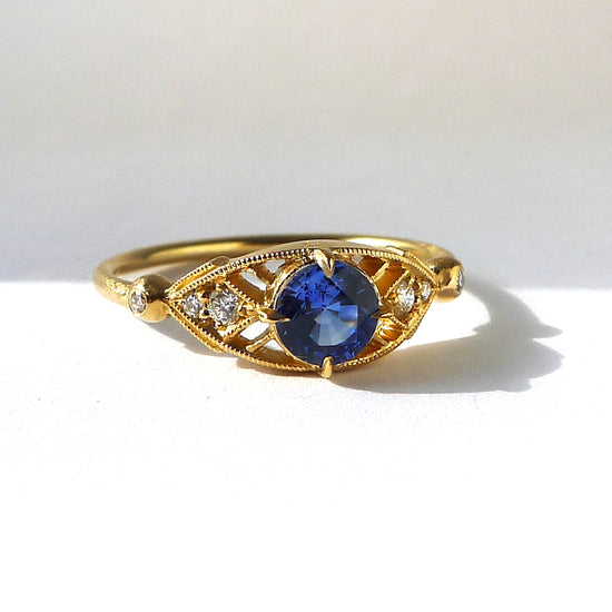 Load image into Gallery viewer, Isadora Ring w/ 5mm Medium Blue Sapphire
