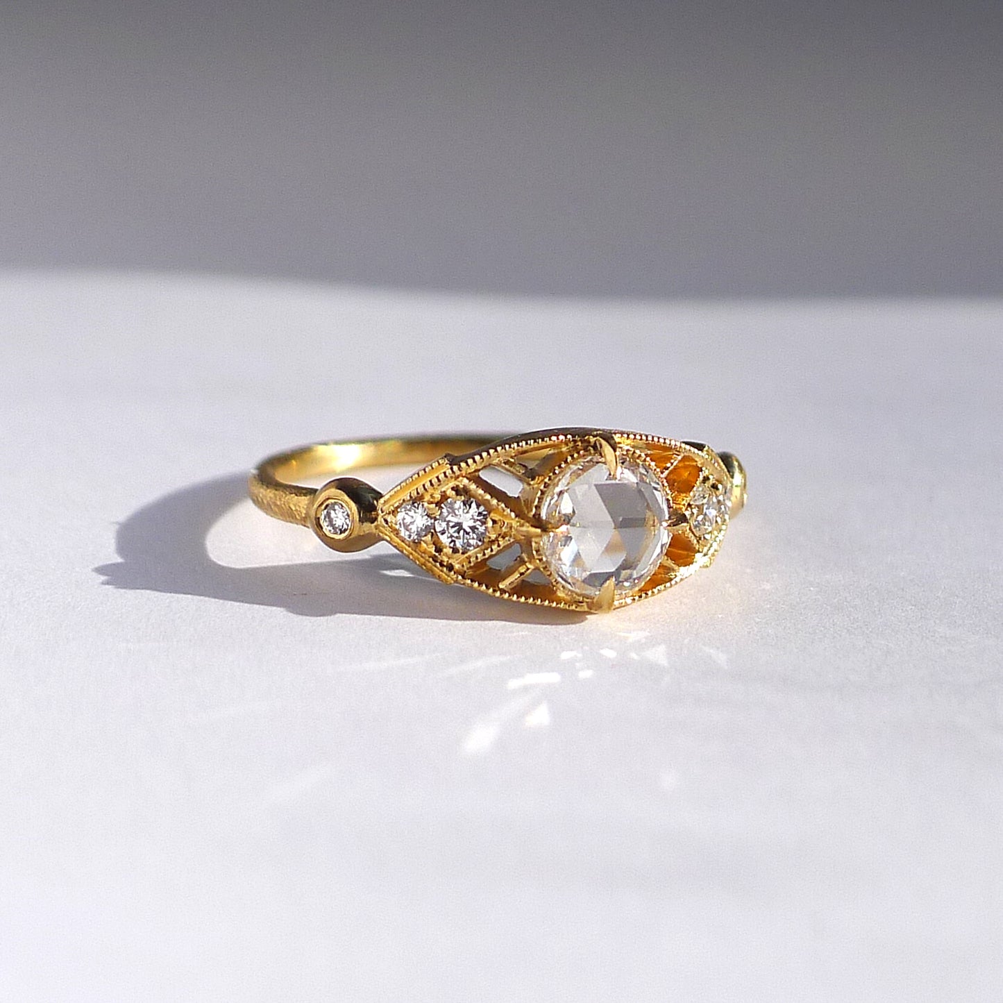 Load image into Gallery viewer, Isadora Ring w/ 5mm White Rose Cut Diamond
