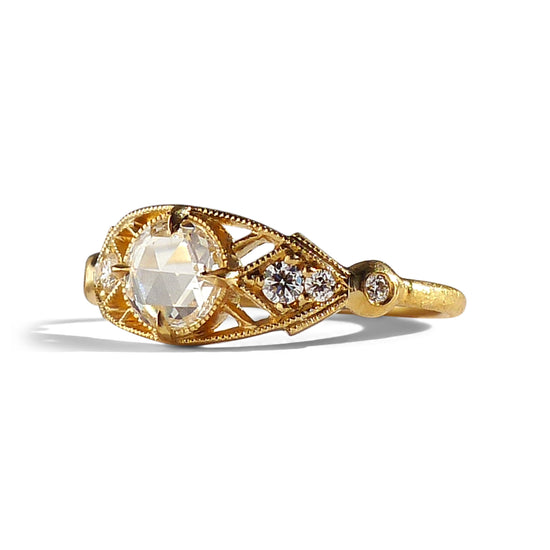 Load image into Gallery viewer, Isadora Ring w/ 5mm White Rose Cut Diamond
