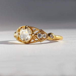 
            
                Load image into Gallery viewer, Isadora Ring w/ 5mm White Rose Cut Diamond
            
        