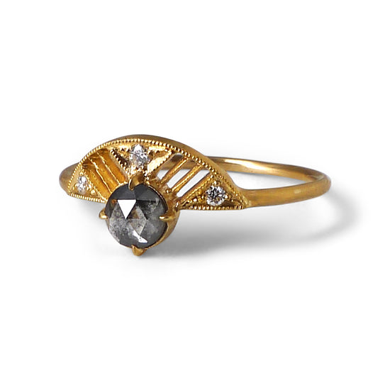 Leanne Ring w/ Salt and Pepper Rose Cut Diamond