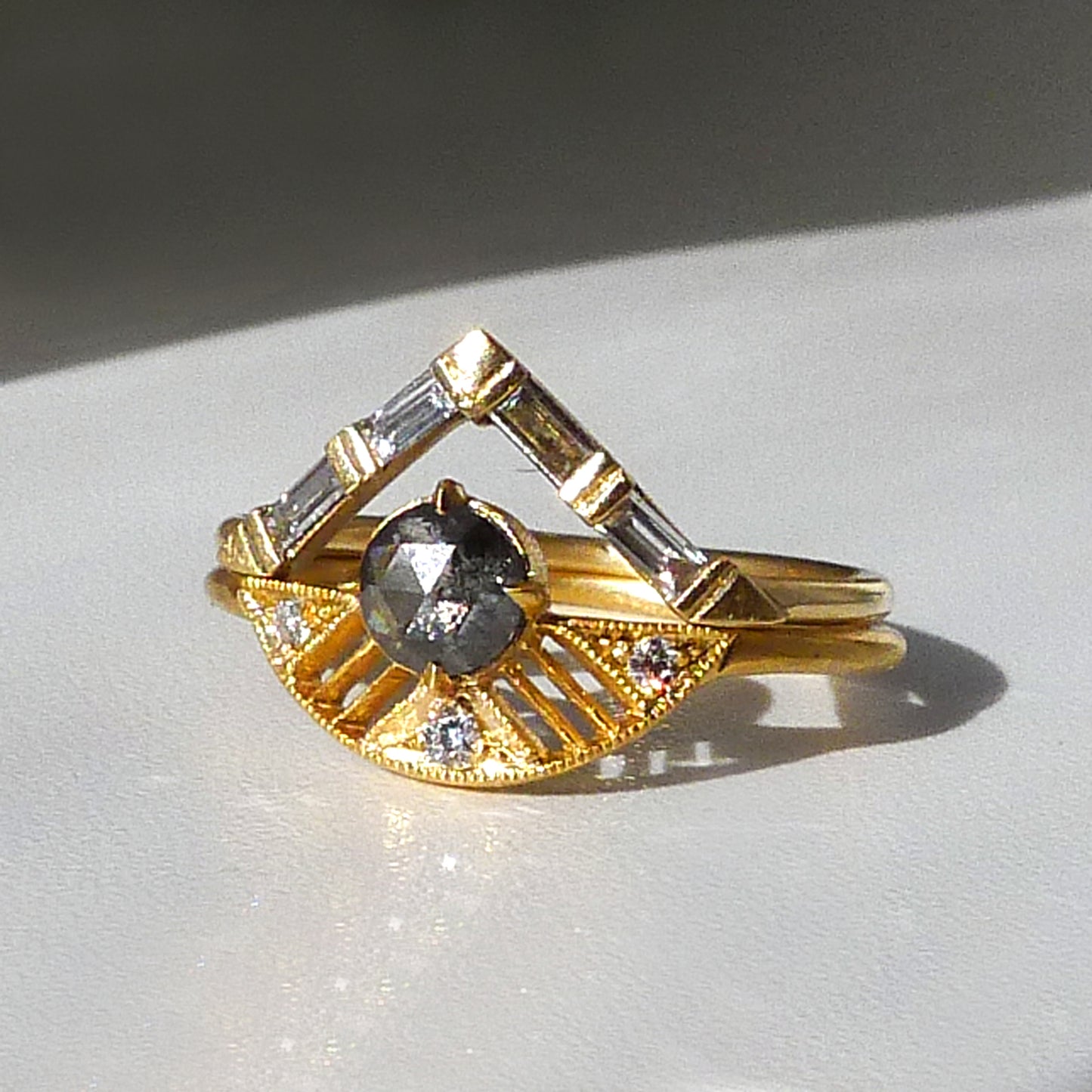 Leanne Ring w/ Salt and Pepper Rose Cut Diamond