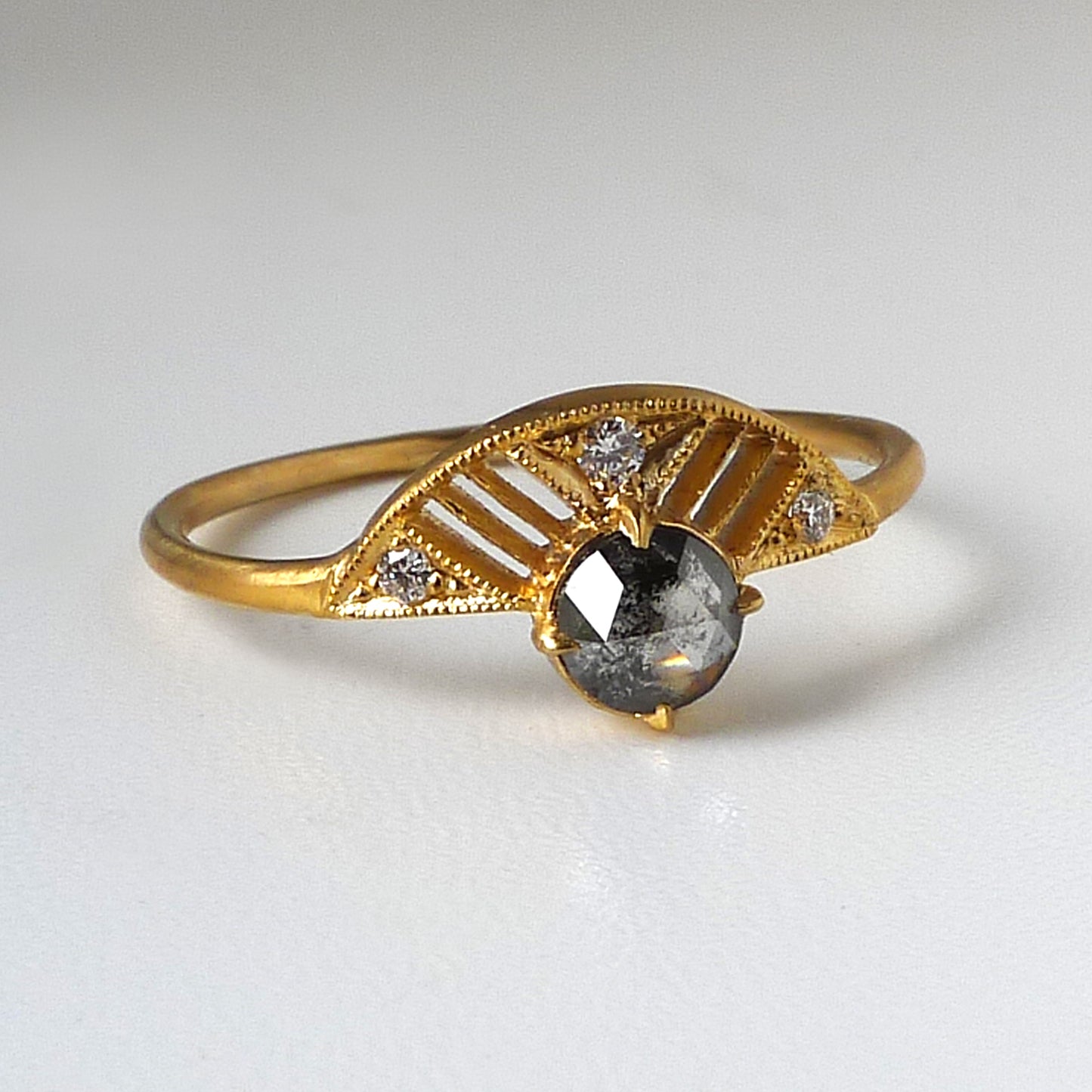 Leanne Ring w/ Salt and Pepper Rose Cut Diamond