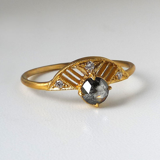 Leanne Ring w/ Salt and Pepper Rose Cut Diamond