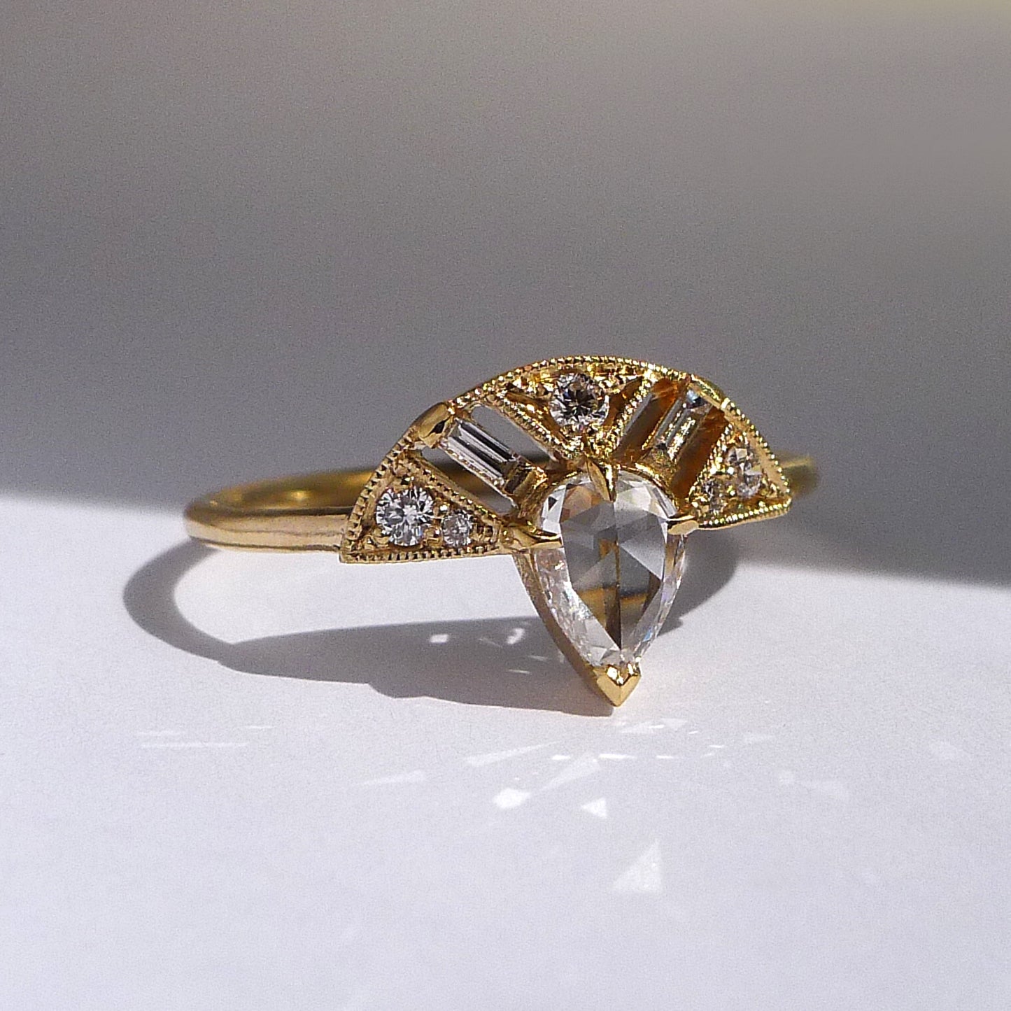 Leanne Ring With Rose Cut Pear Diamond