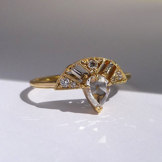 Leanne Ring w/ Pear Diamond Rose Cut (8 stone)