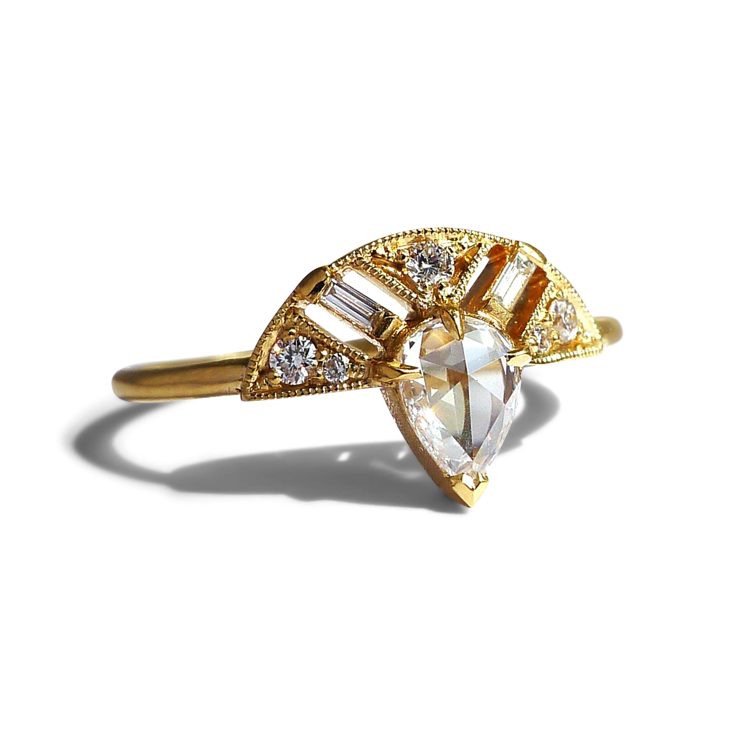 Leanne Ring With Rose Cut Pear Diamond