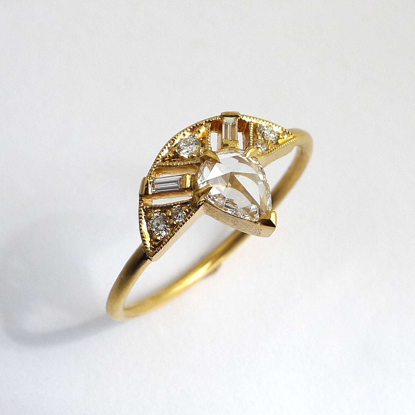Leanne Ring With Rose Cut Pear Diamond