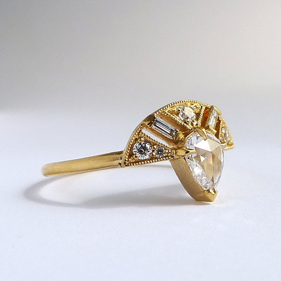 Leanne Ring With Rose Cut Pear Diamond