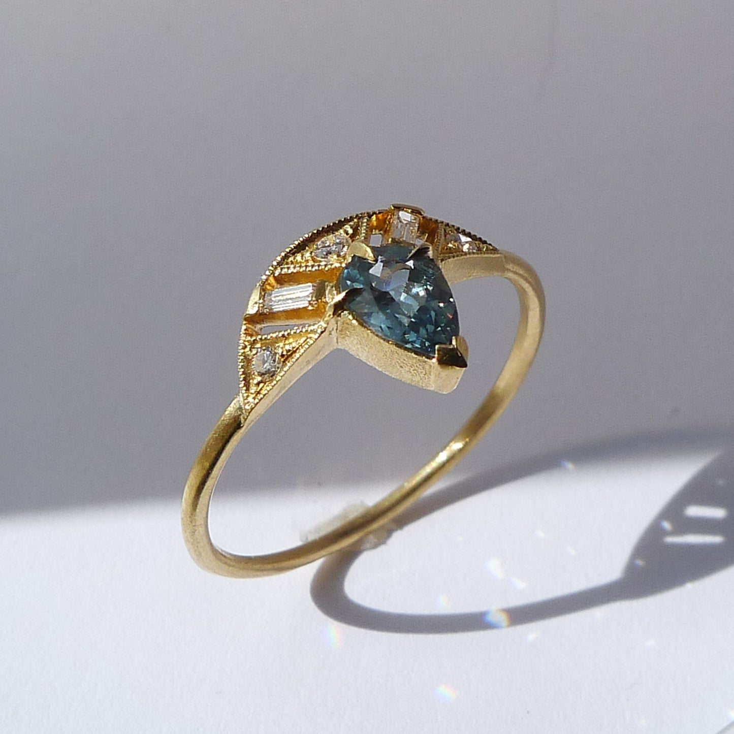 Leanne Ring With Pear Montana Sapphire