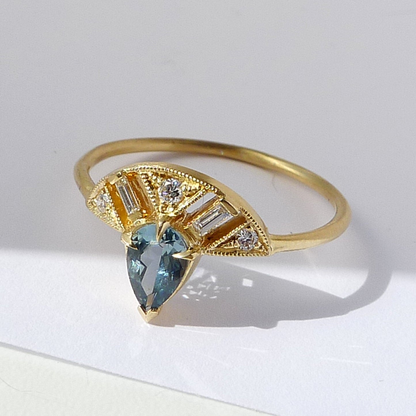 Leanne Ring With Pear Montana Sapphire