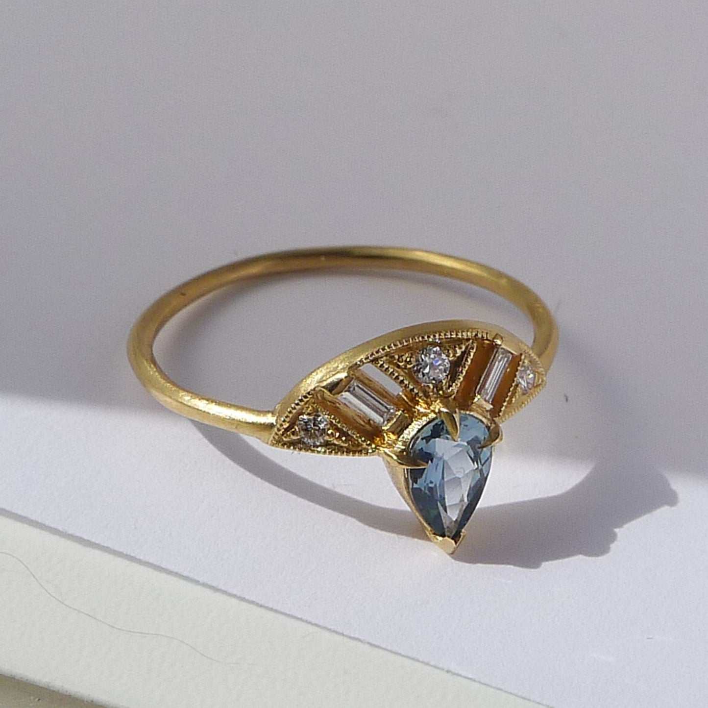 Leanne Ring With Pear Montana Sapphire