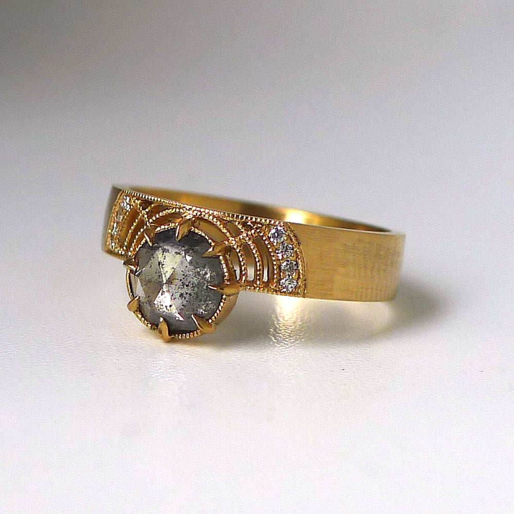 Paloma Ring w/ Salt and Pepper Rose Cut Diamond