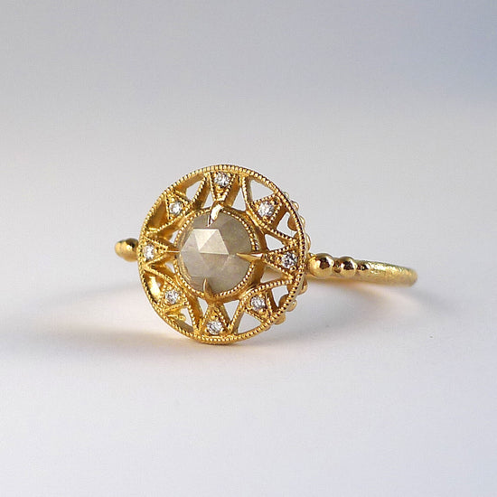 Zenith Ring w/ Icy Gray Rose Cut Diamond