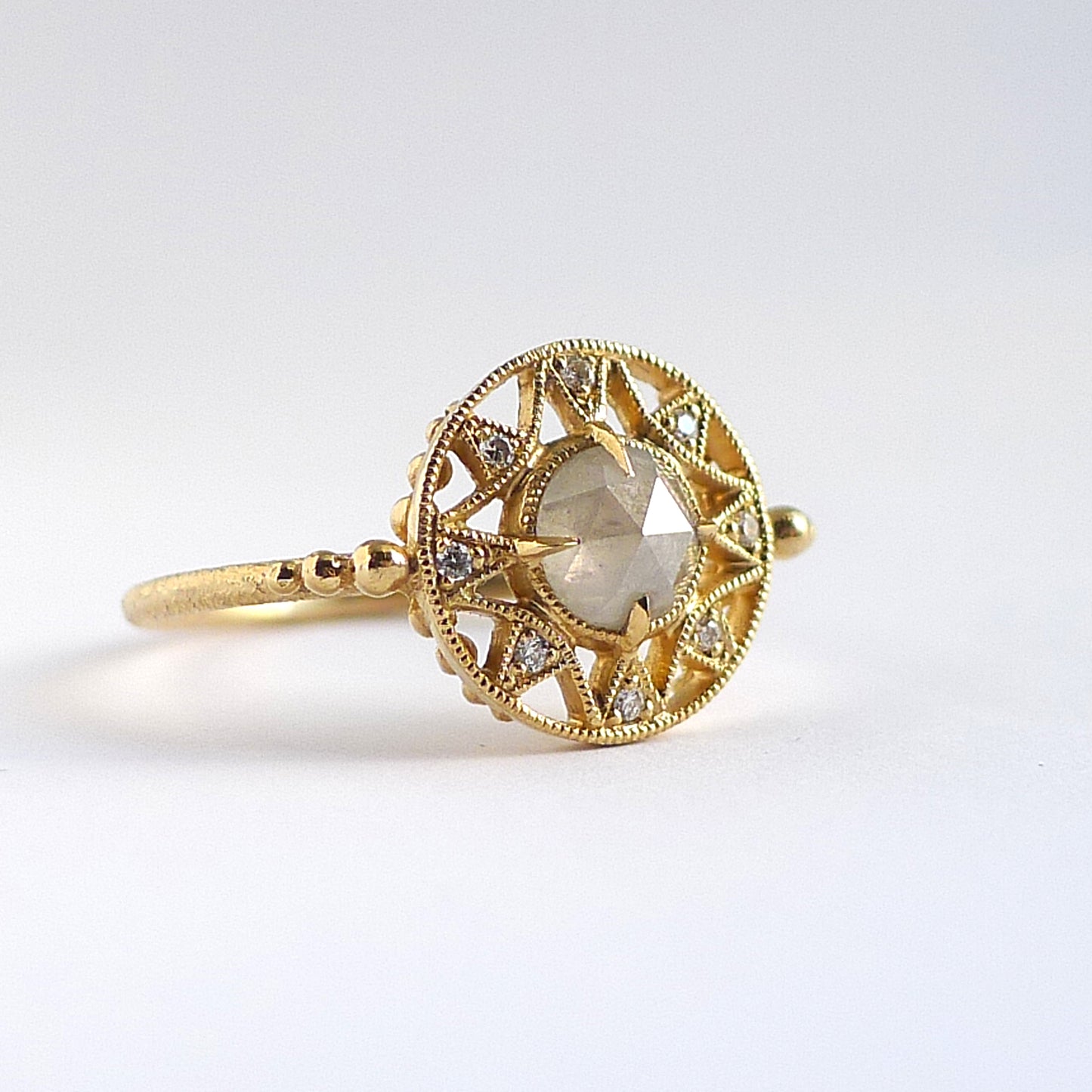 Zenith Ring w/ Icy Gray Rose Cut Diamond